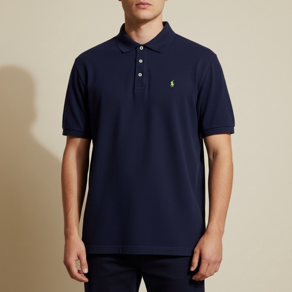 Ralph Lauren Polo Golf Shirt Mens XL Navy Neon Pony Logo Gentleman Club Resort